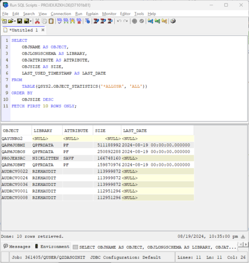 Find Large Objects On My IBM I System – Use SQL To Find Those FAT FILES ...